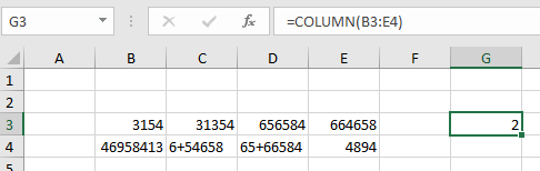 COLUMN number of a cell using cell range reference